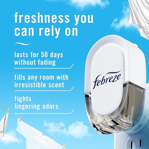 Febreze Plug in Air Fresheners, Linen & Sky, Odor Eliminator for Strong Odors, Scented Oil Refill (3 Count) - Image 3